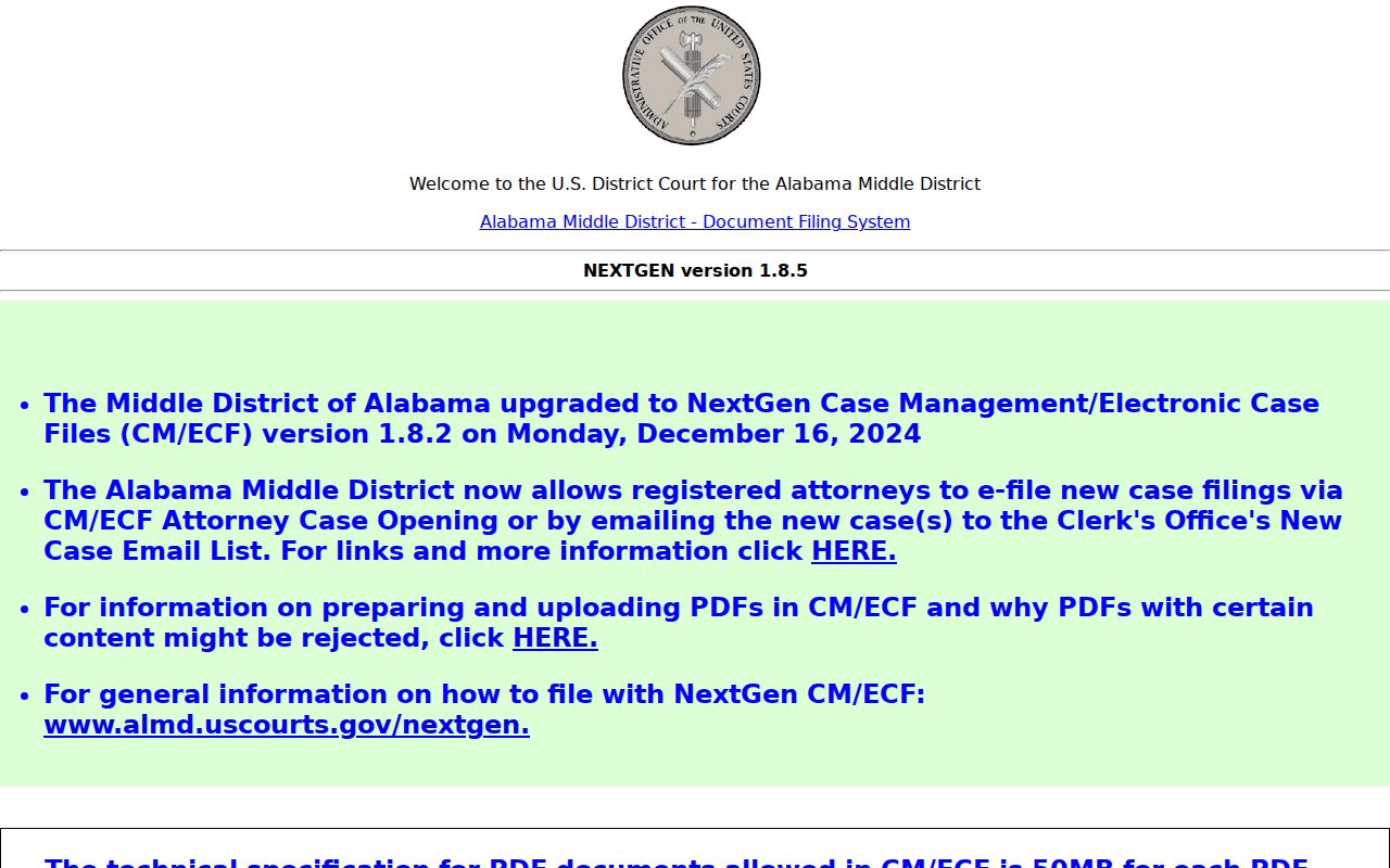 CM ECF federal court docket portal for Montgomery County