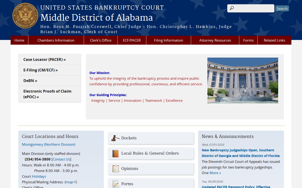 Official bankruptcy court docket source for Montgomery County