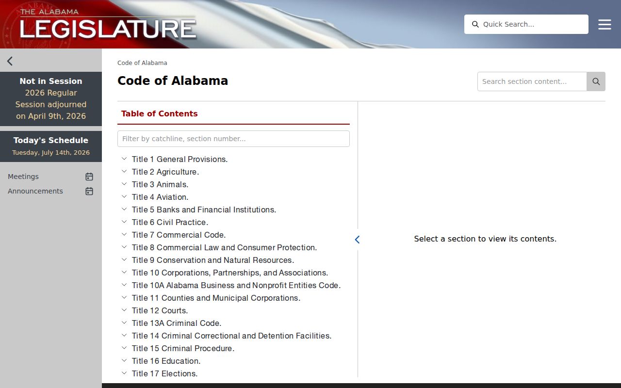 Official Alabama Code source for Montgomery County court records