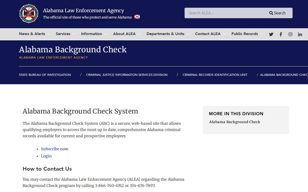 ALEA criminal history channel separate from Montgomery County court records