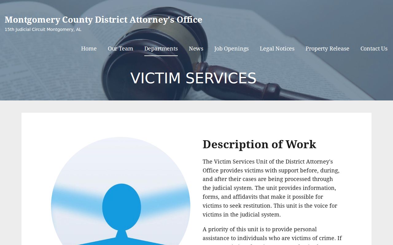 Victim Services information tied to Montgomery County criminal court cases