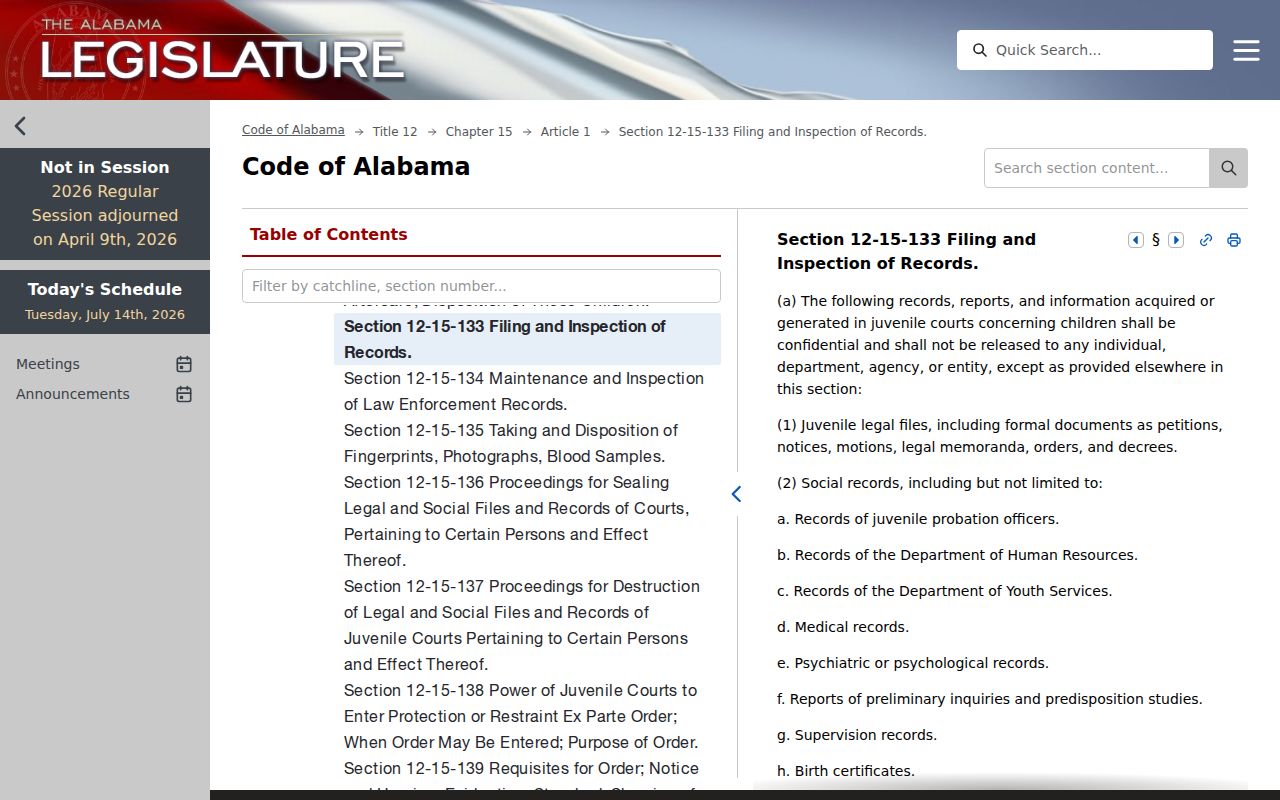 Alabama juvenile confidentiality law for Montgomery County criminal records
