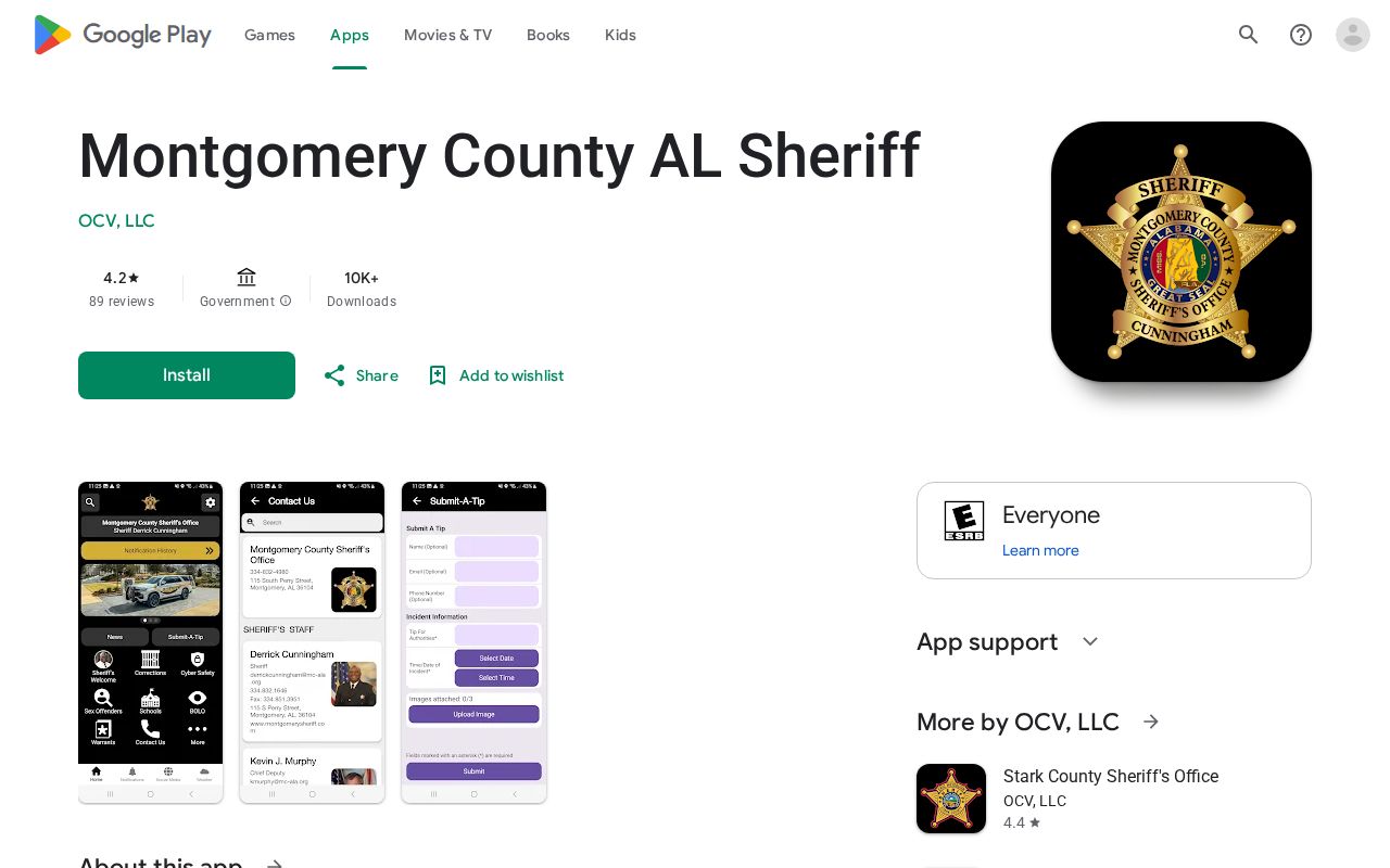 Montgomery County inmate lookup Google Play sheriff app listing