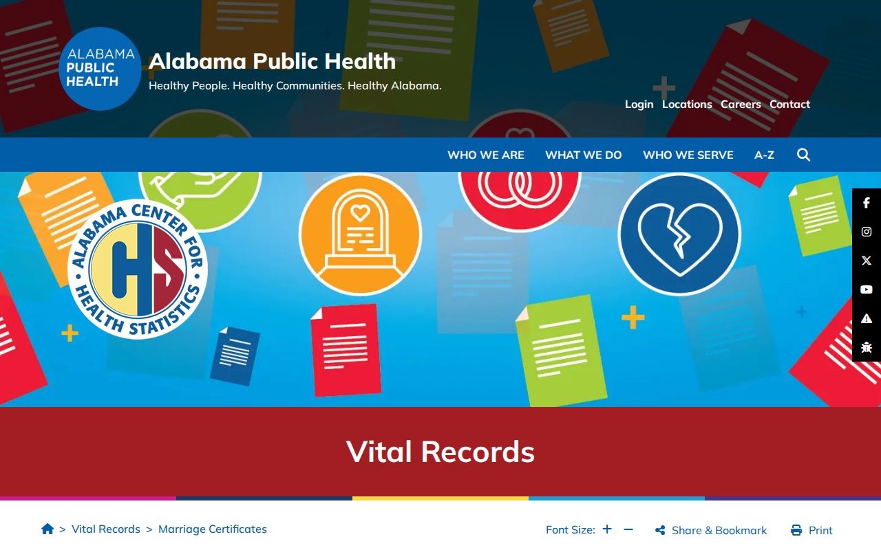 Alabama public health Montgomery County marriage record certificate service