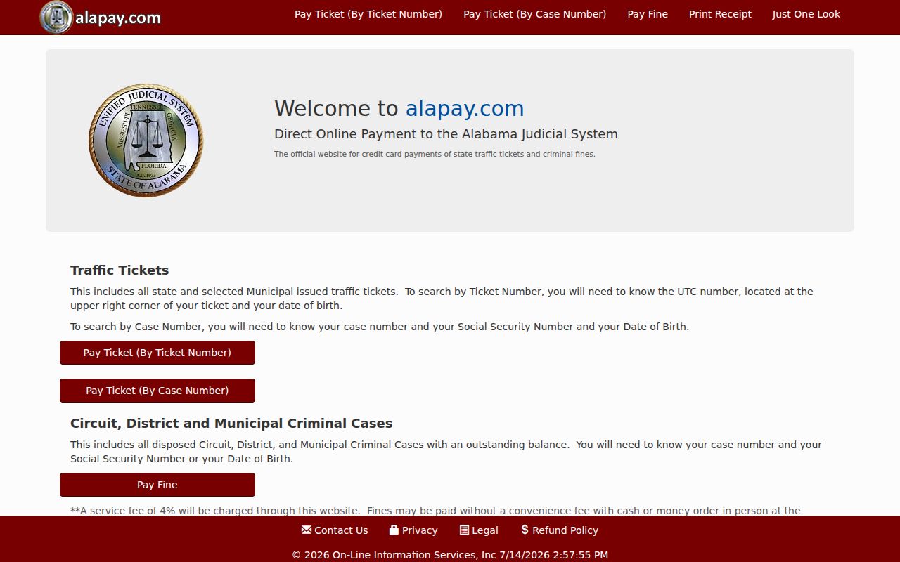 Montgomery County traffic court records official AlaPay payment system